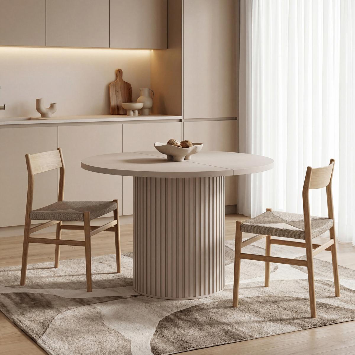 ESSTISCH Norin rund ausziehbar verlängerbar, Beige 100-188/100/75 cm - Sandfarben/Beige, Holzwerkstoff (100/188/75cm) - WFL GROUP