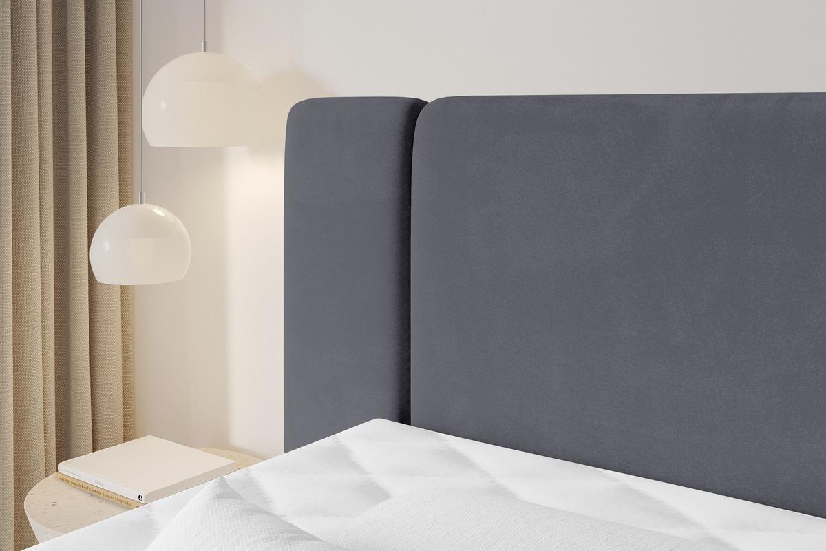BOXSPRINGBETT mit Matratze H3/H4 - EVON KING - 180x200 cm Dunkelgrau - Dunkelgrau, Holzwerkstoff (180/200cm) - ALTDECOR