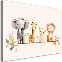 WANDBILD für kinderzimmer afrikanische bunte tiere in beige - Beige, Textil (90/60cm) - Feeby