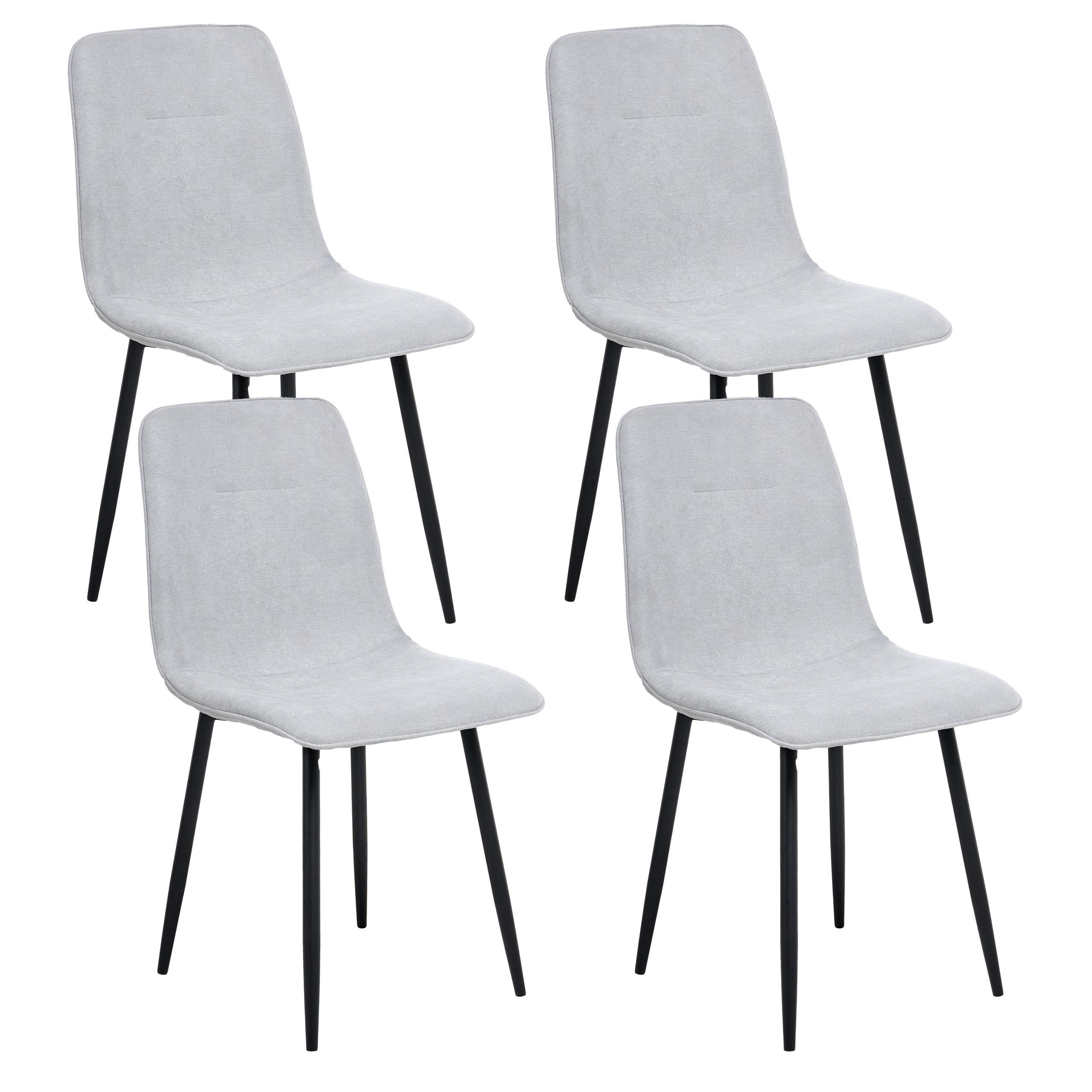 ESSZIMMERSTUHL 4er-Set Hellgrau Tuscola - Hellgrau/Schwarz, Textil (46/88/58cm) - Beliani