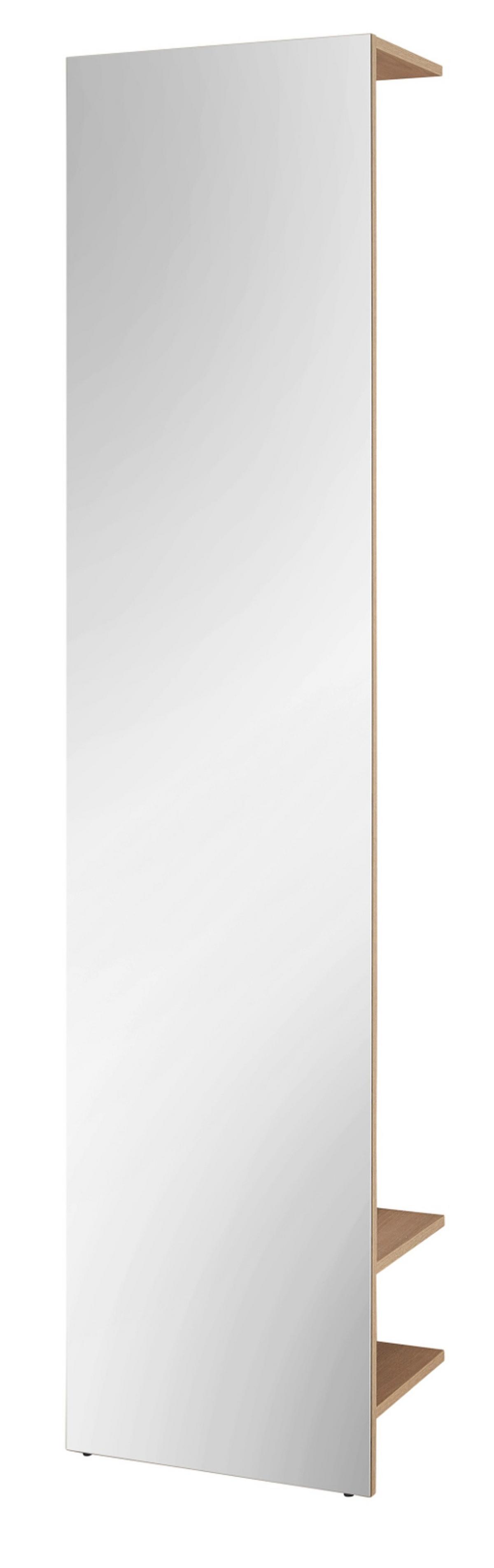 GARDEROBE Evoke Eiche 50 x 200 cm, Kompaktgarderobe mit Spiegel - Eichefarben/Schwarz, Glas/Holzwerkstoff (50/200/30cm) - Furn.Design