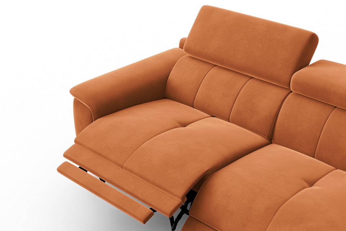 SOFA RELAX FIERO 3-Sitzer, Oranger Veloursstoff - Schwarz/Orange, Holz/Textil (212/82/103cm) - Courtois Laville