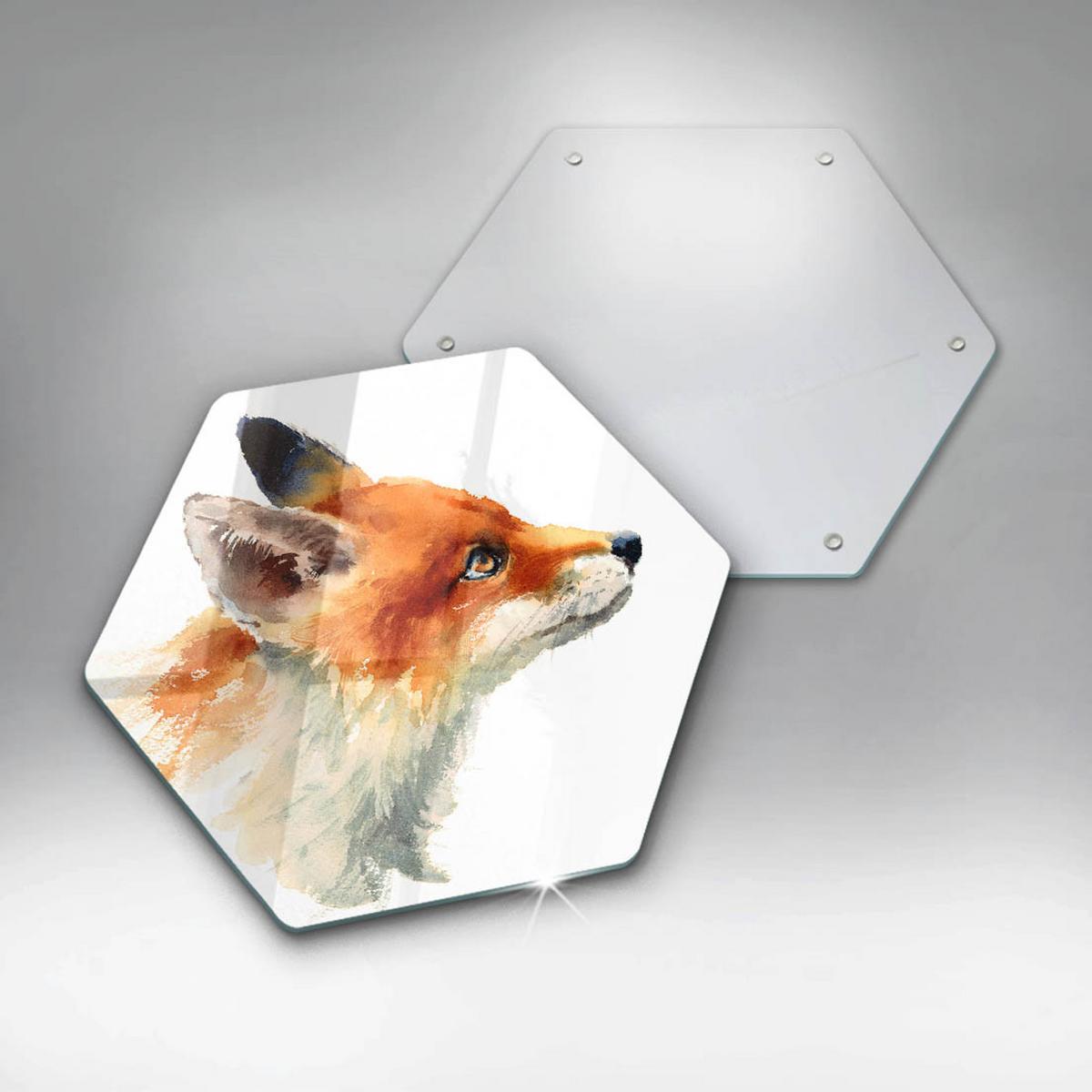 GLASPLATTE 40 cm Gemalter Fuchs - Orange, Glas (40/40cm) - Wallfluent