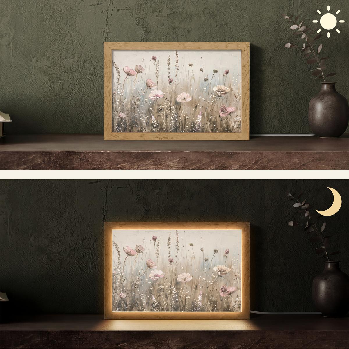 TISCHLEUCHTE Blumen - Rosa - Modern - Beige 30x20 cm - Akaziefarben, Holzwerkstoff (8/30/20cm) - OnlyWow