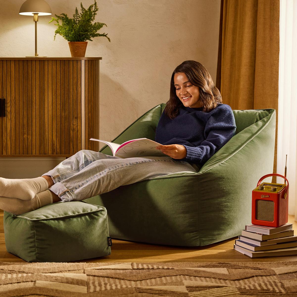 SITZSACK Sessel mit Sitzpouf - Dunkelgrün, Textil (70/65/70cm) - icon