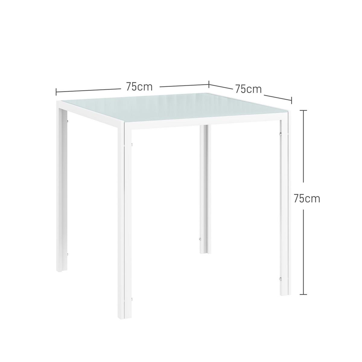 ESSTISCH Esszimmertisch Quadratischer Küchentisch für 4 Personen, Weiß - Weiß, Metall (75/75/75cm) - HOMCOM