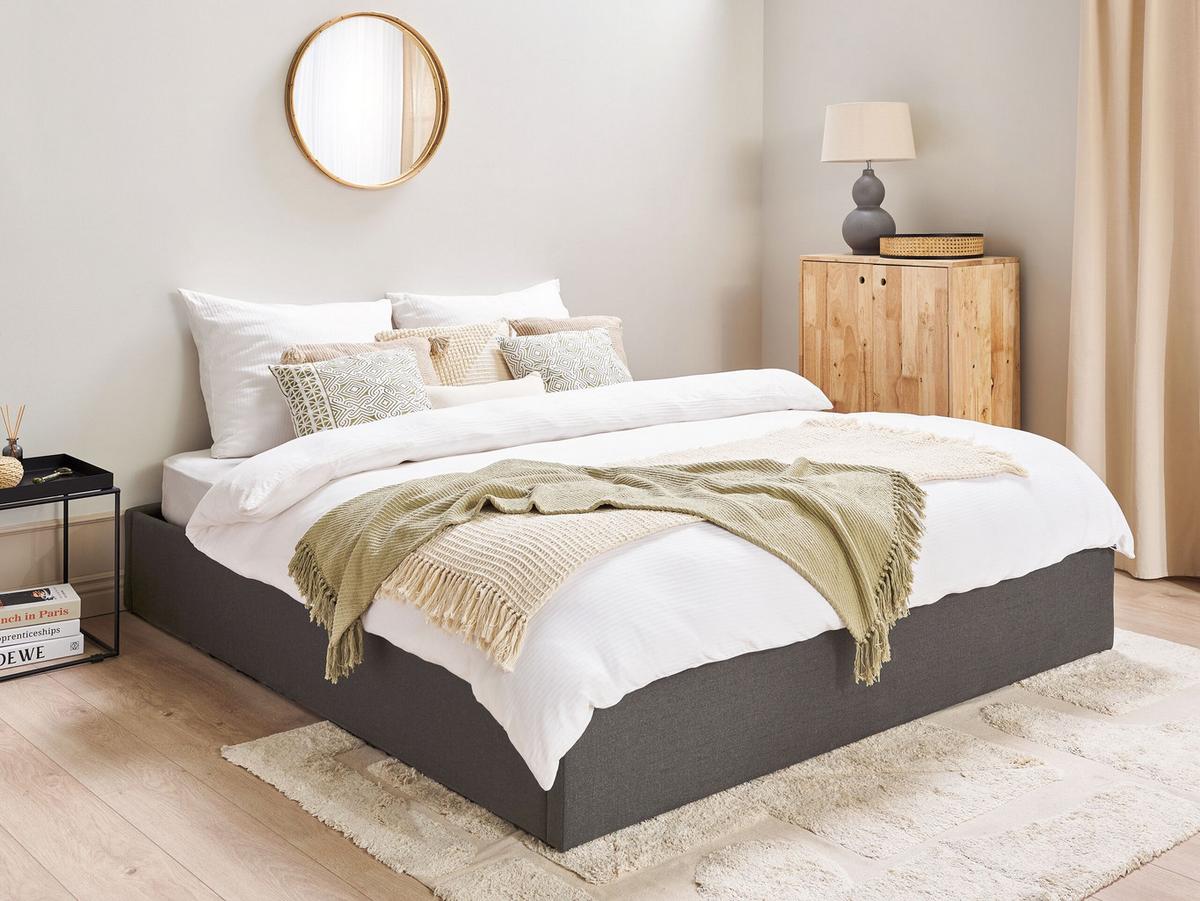 POLSTERBETT 180/200cm Dunkelgrau Dinan - Dunkelgrau, Textil (180/200cm) - Beliani