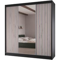 SCHWEBETÜRENSCHRANK Lico II 200/61/215 schwarz+weiß - Schwarz/Weiß, Holzwerkstoff (200/215/61cm) - Beautysofa