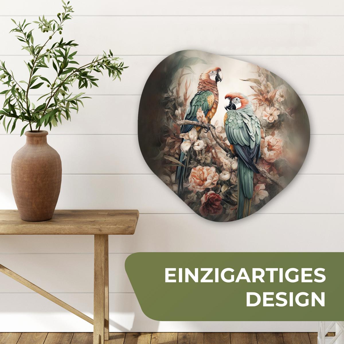 WANDBILD Papageien - Vögel - Natur - Blumen Wandbild 60x60 cm - Baltimorefarben, Kunststoff (60/60cm) - MuchoWow