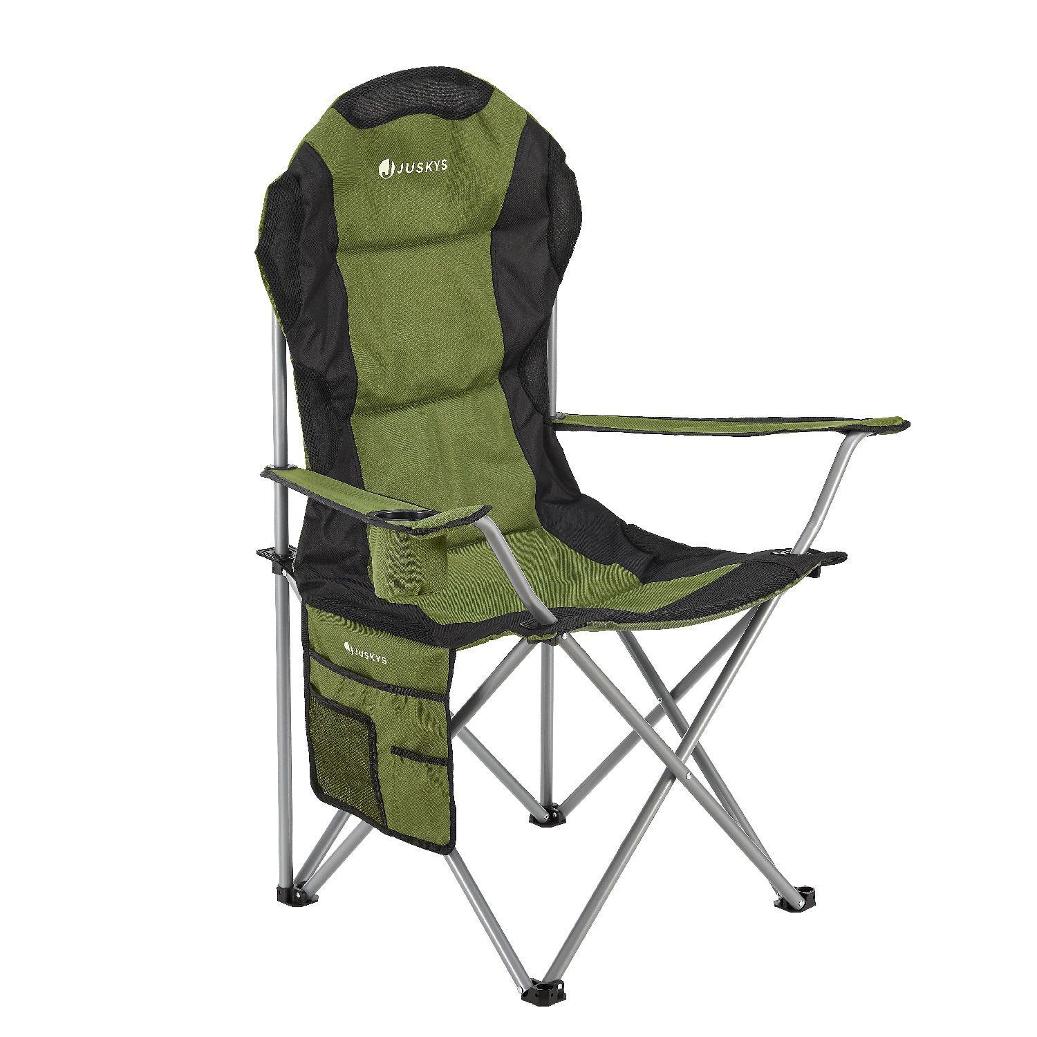 CAMPINGSTUHL Lido grün mit Flaschenhalterung & Tragetasche - Grün, Textil (62/102/62cm) - Juskys