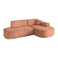 ECKSOFA Ottomane Rechts MARI-L1-v3 - 243x171x83 cm Orange Velours - Schwarz/Orange, Holzwerkstoff/Kunststoff (171/243cm) - ALTDECOR