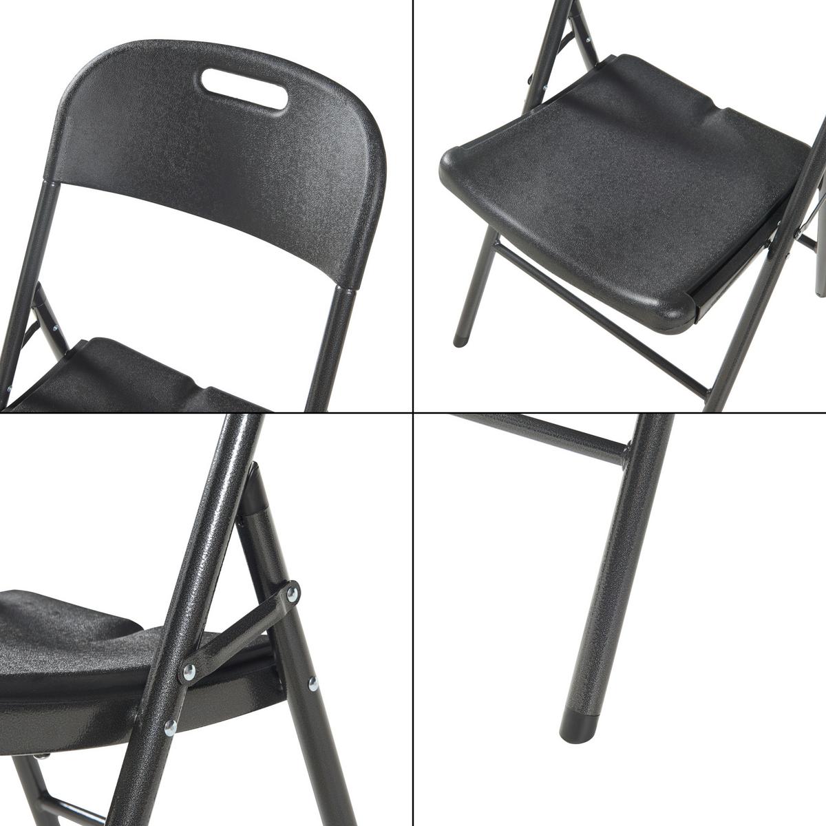 KLAPPSTUHL Ljusnarsberg - Schwarz, Kunststoff/Metall (46/87/53cm) - [en.casa]