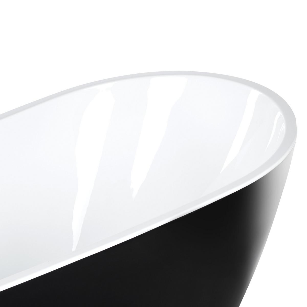 BADEWANNE FREISTEHEND 78x170x72 cm schwarz Solarte - Schwarz, Kunststoff (78/72/170cm) - Beliani