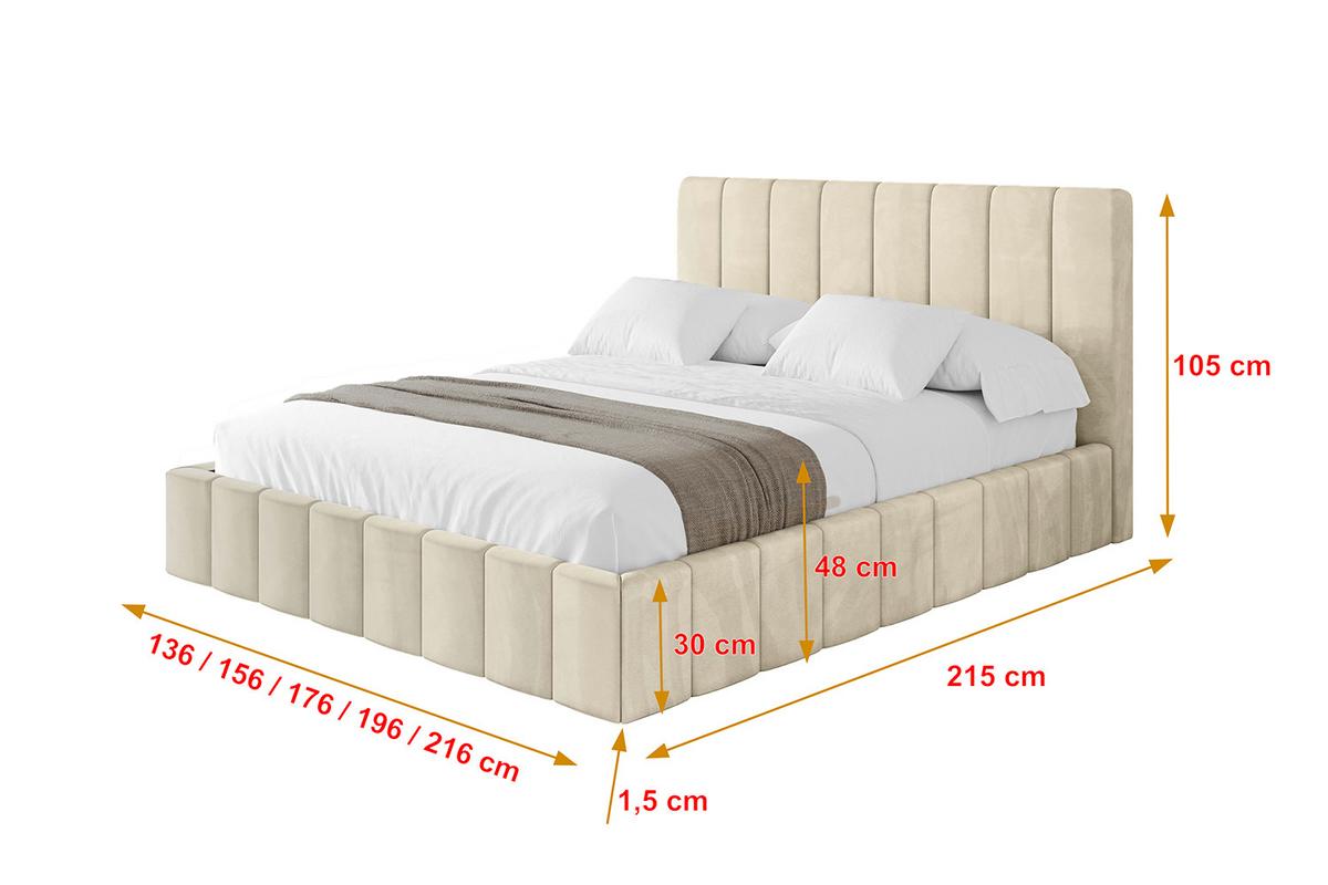 POLSTERBETT mit Bettkasten und Lattenrost, Bett mit Matratze H3/H4 - FINO 180x200 Beige - Ecru, Holzwerkstoff/Textil (180/200cm) - ALTDECOR