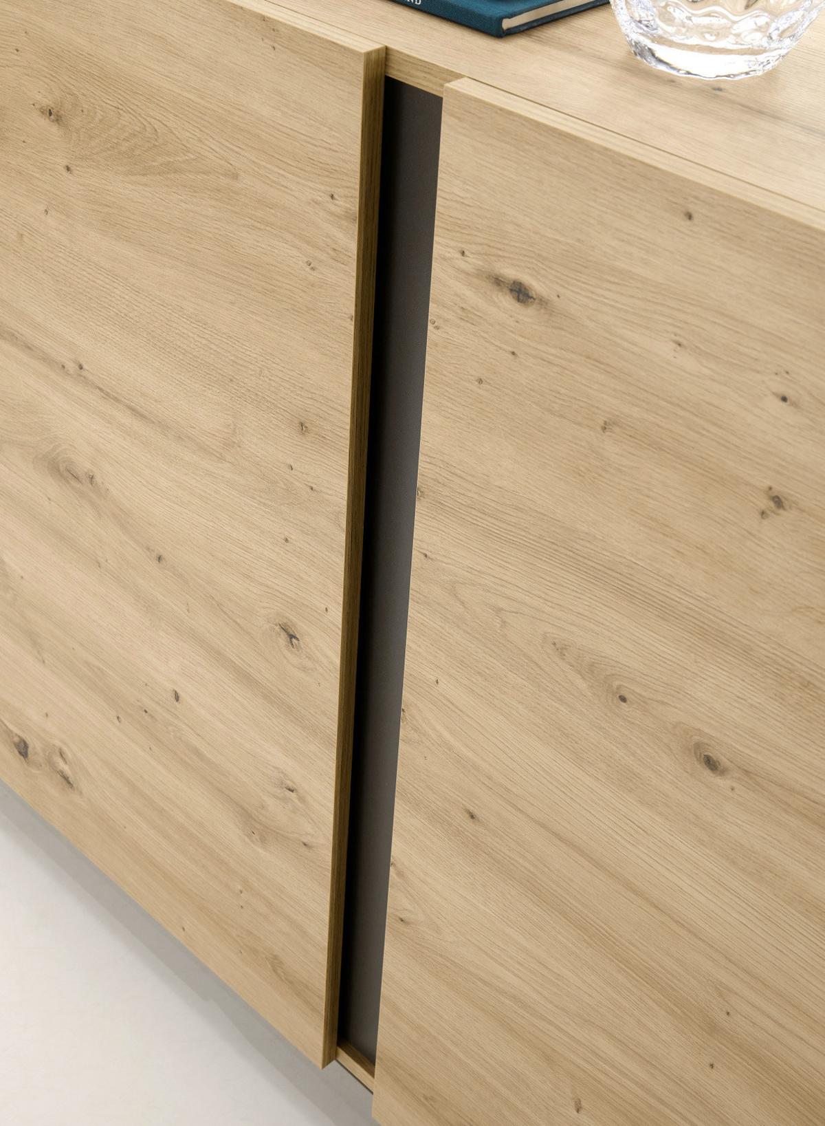 SIDEBOARD Eiche Artisan, Graphit grau 138 cm, Kommode mit Schubladen - Eiche Artisan/Grau, Holz/Holzwerkstoff (138/91/40cm) - Furn.Design