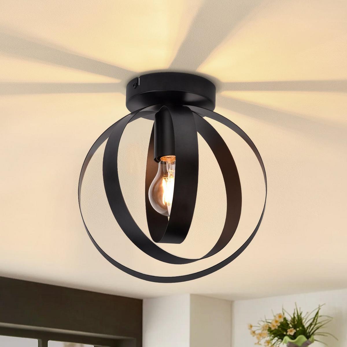 DECKENLEUCHTE Ansel 24/12/27 cm - Schwarz, Metall (24/12/27cm) - Nettlife