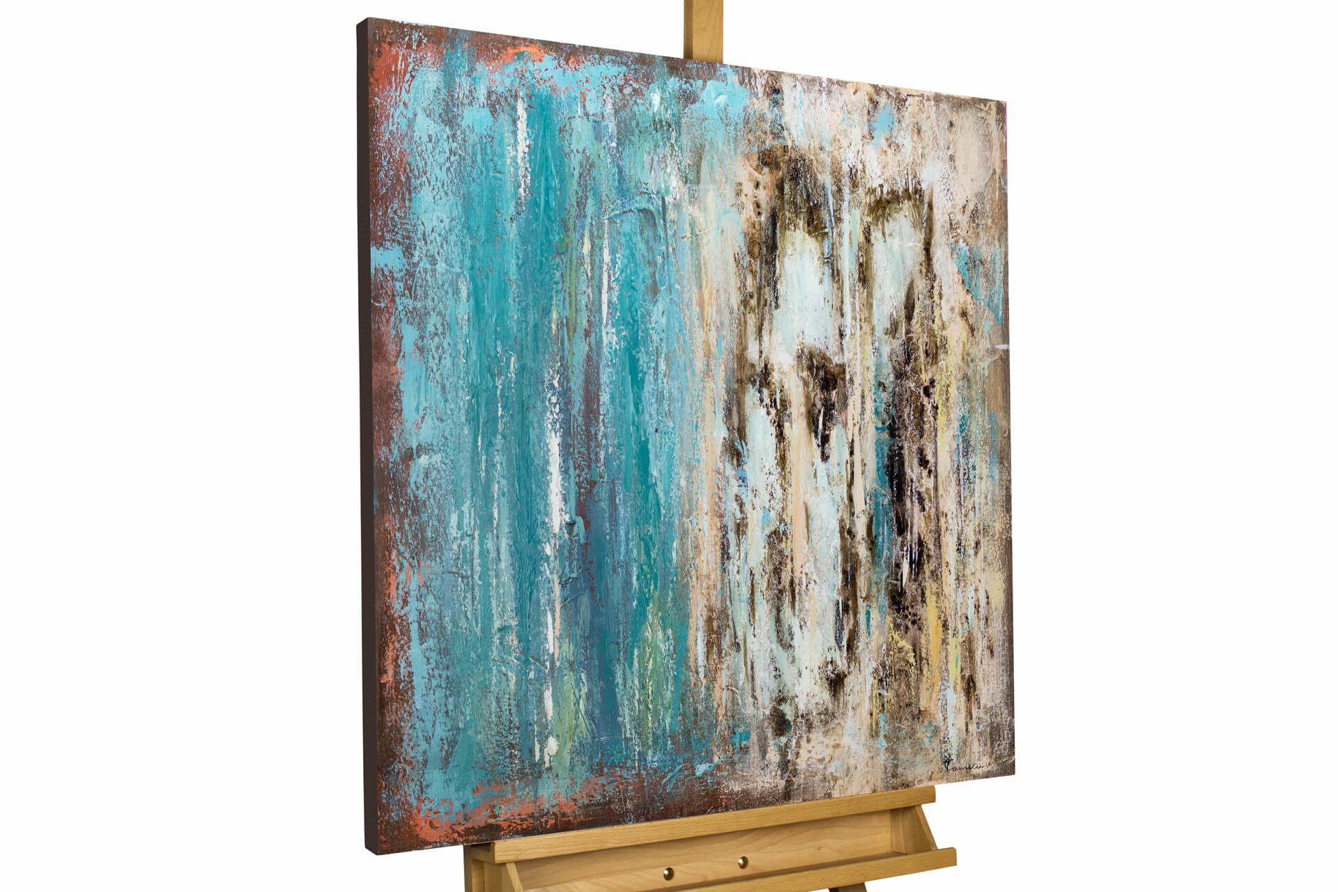 ÖLGEMÄLDE 80/80 cm - Blau/Braun, Holz/Textil (80/80cm) - KUNSTLOFT