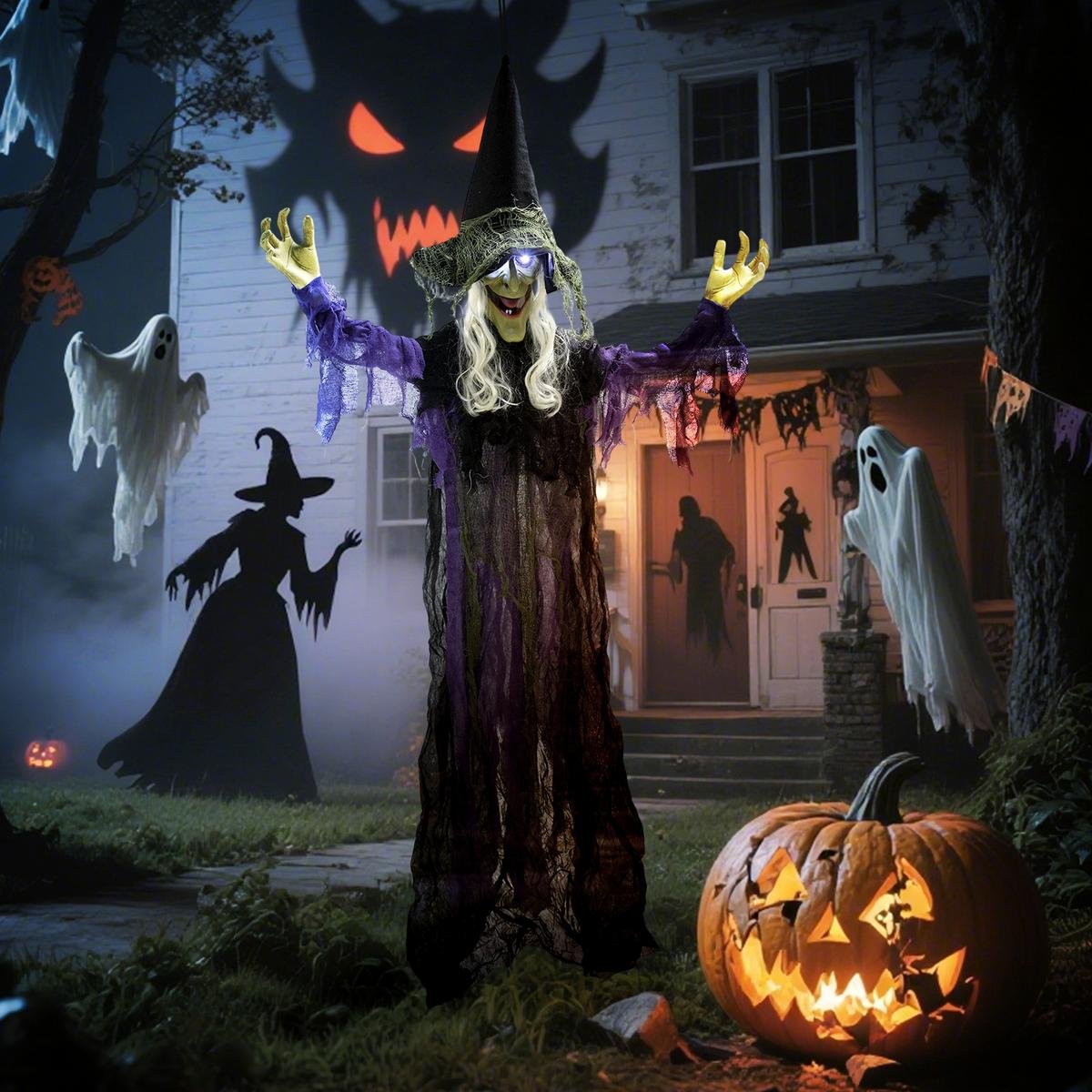 HALLOWEEN-DEKORATION Stahl Polyester Violett - Violett, Textil (15/183/80cm) - Outsunny