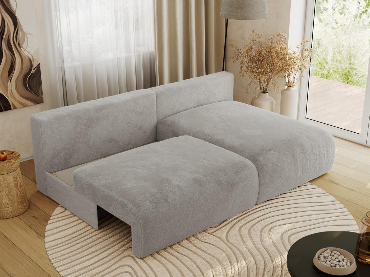 ECKSCHLAFSOFA VIVO L Hellgrau Plüsch - rechts - Hellgrau/Schwarz, Kunststoff/Textil (150/223cm) - MKS