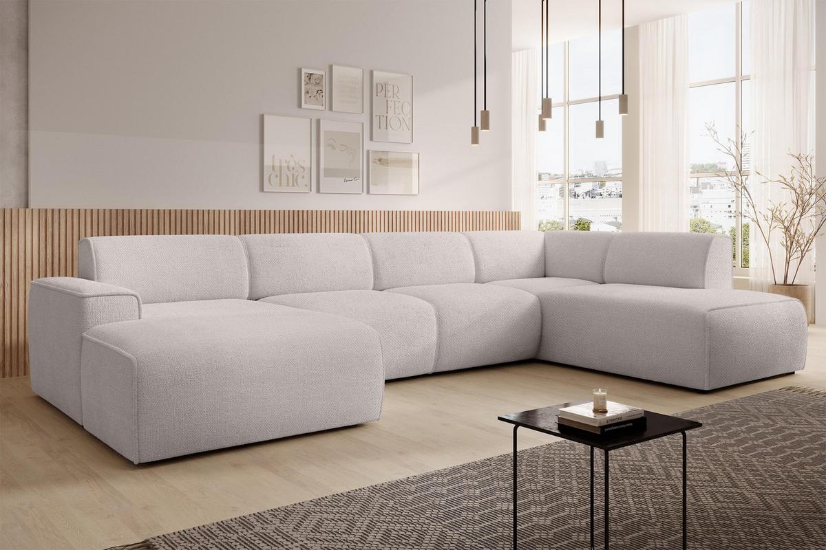 WOHNLANDSCHAFT Didim Taupe 378/220/78 cm – großes Sofa stilvoll & bequem R - Taupe/Schwarz, Kunststoff/Textil (378/78/220cm) - AX Living