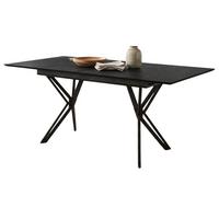 ESSTISCH Stein grau dunkel 160/200 cm, Küchentisch ausziehbar - Dunkelgrau/Schwarz, Holzwerkstoff/Metall (90/160/74cm) - Furn.Design