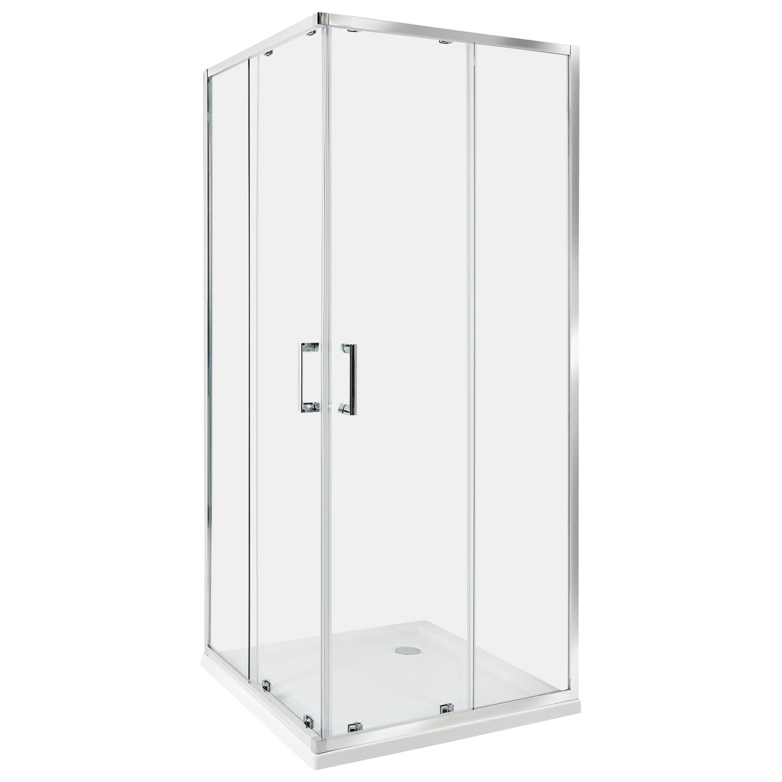 DUSCHKABINE 80/80/185 cm Silber Tela - Transparent/Silberfarben, Glas (80/80/185cm) - Beliani