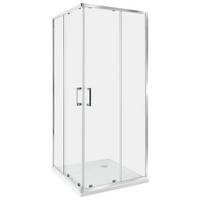 DUSCHKABINE 80/80/185 cm Silber Tela - Transparent/Silberfarben, Glas (80/80/185cm) - Beliani