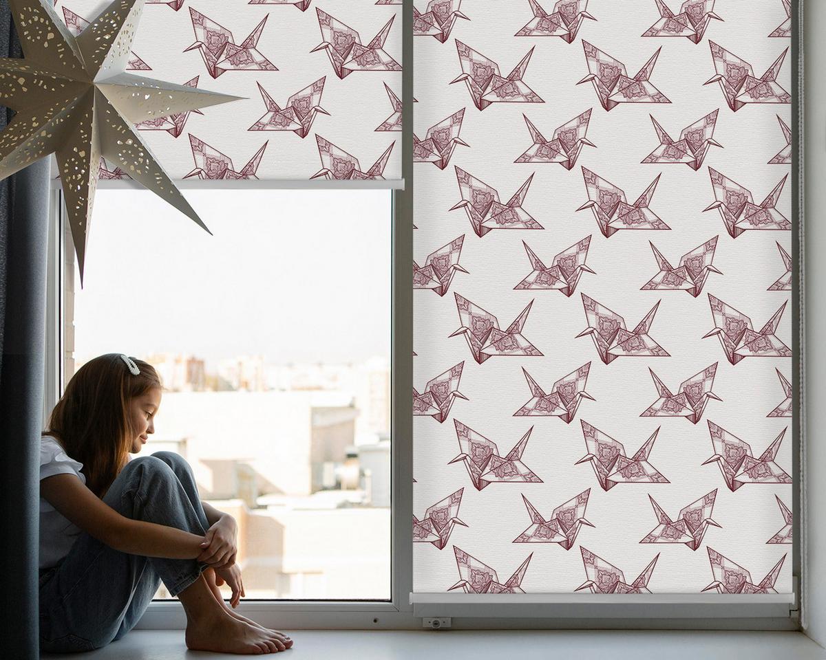 INNENROLLO - Fensterrollo - Rollo - 130x140 cm - Origami-Schwäne - Violett, Kunststoff (130/140/0.5cm) - TULUP