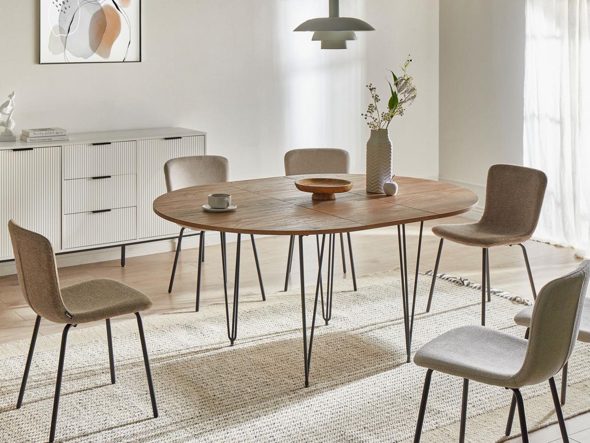 ESSTISCH ausziehbar Braun 120-160/120 cm Louise - Braun, Holzwerkstoff (120/120/75cm) - Beliani