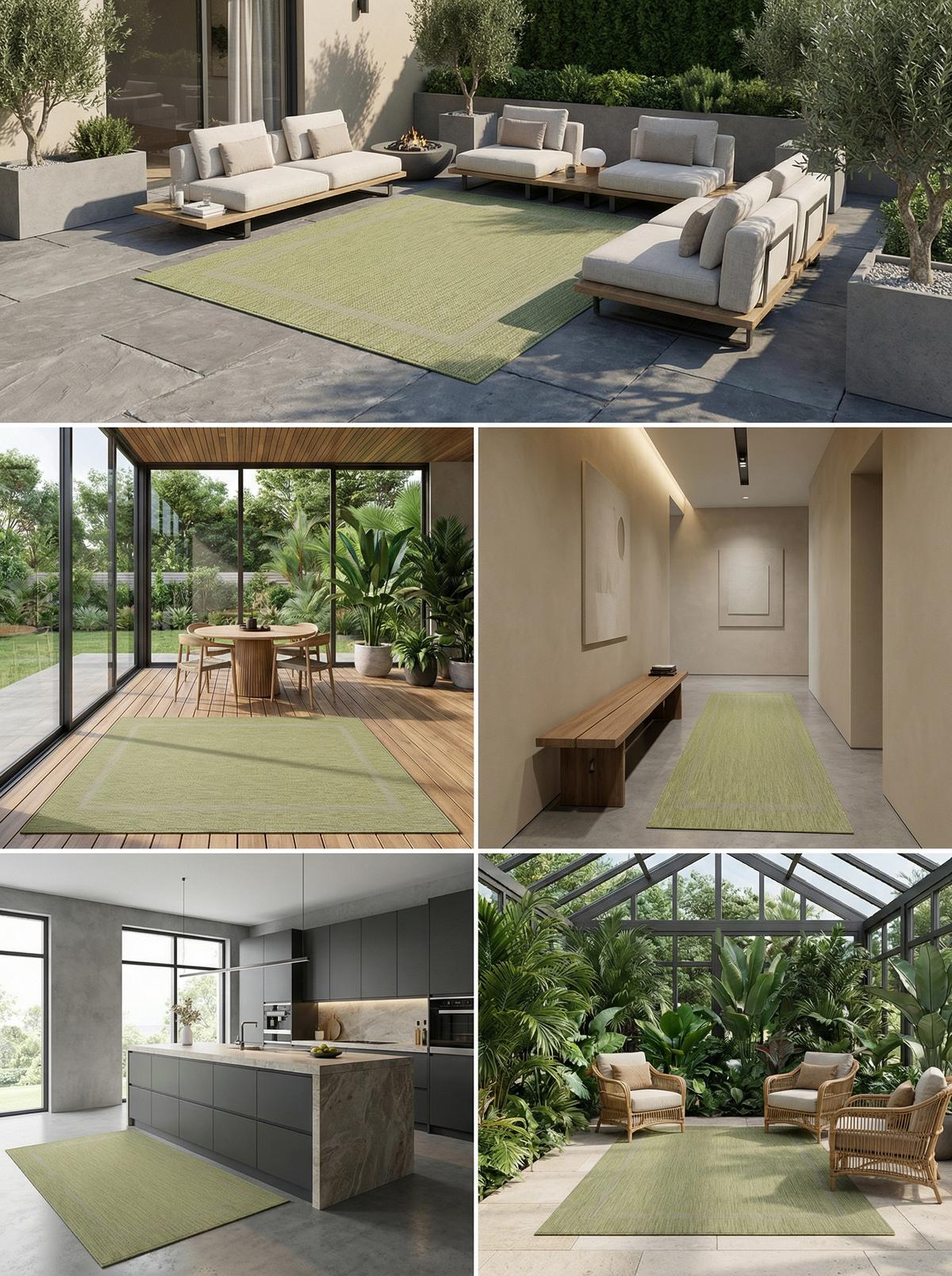TEPPICH Outdoor ALSTER in Grün, einfarbig, 240 x 340 cm - Grün, Textil (340/240cm) - KADIMA DESIGN