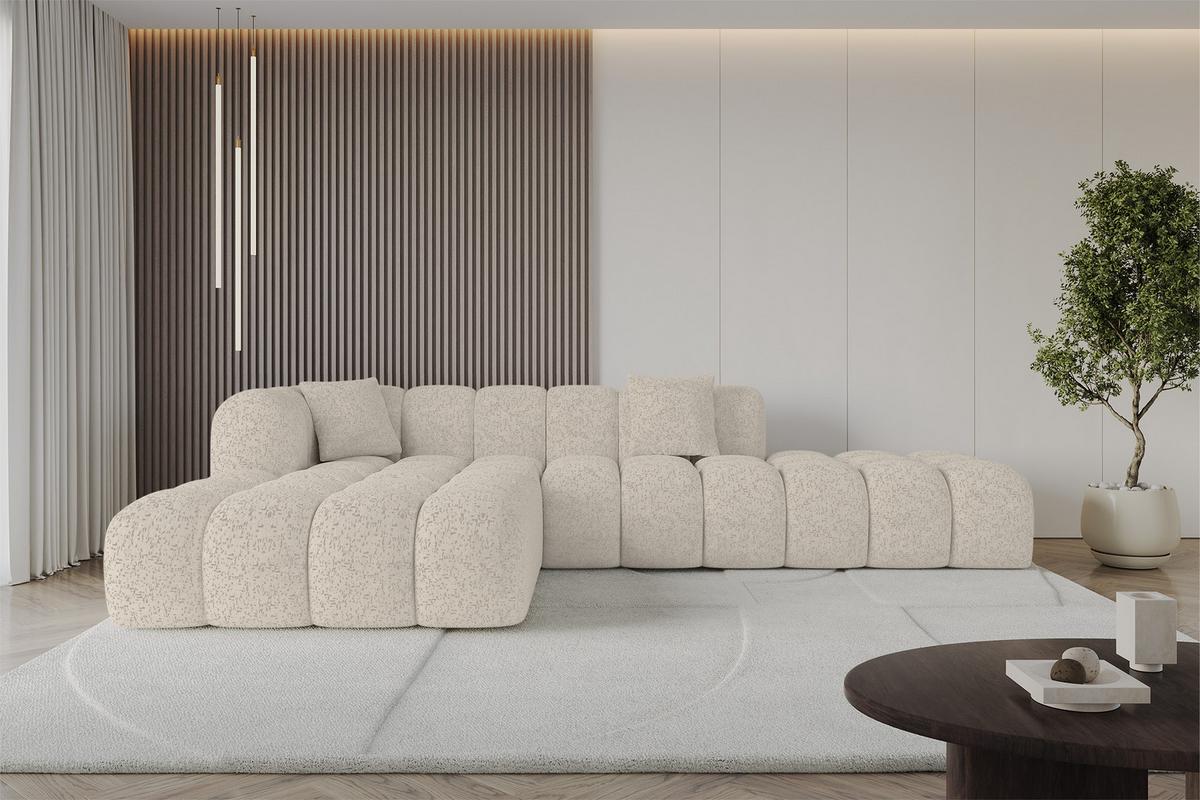 ECKSOFA Ottomane Links OLEA-L2 - 289x176x71 cm Beige - Beige/Schwarz, Holzwerkstoff/Kunststoff (289/176cm)