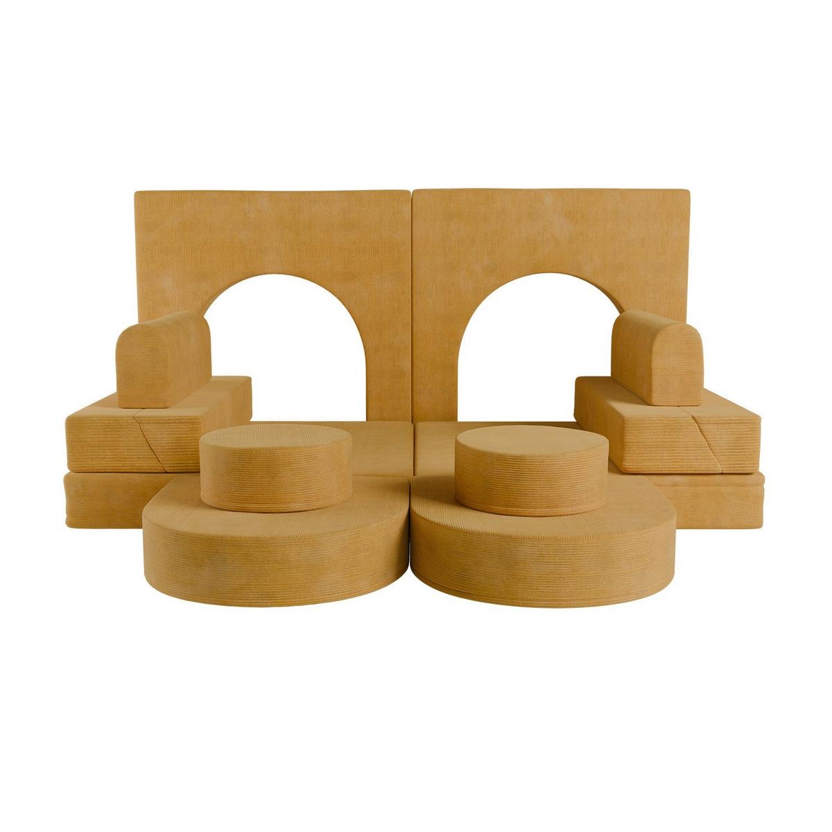 KINDERSOFA Kayo cord gelb - Gelb, Textil (150/50/75cm) - Juskys