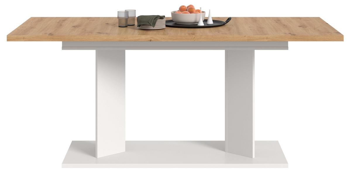 ESSTISCH Eiche Artisan, weiß 140 - 180 - 220 x 90 cm, Küchentisch 2-fach ausziehbar - Eiche Artisan/Weiß, Holzwerkstoff (90/140/76cm) - Inn.Furn