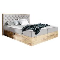 BOXBETT Wood 3 - H3 - Eiche Wotan/Hellgrau, Holz/Textil (160/200cm) - MIRJAN24