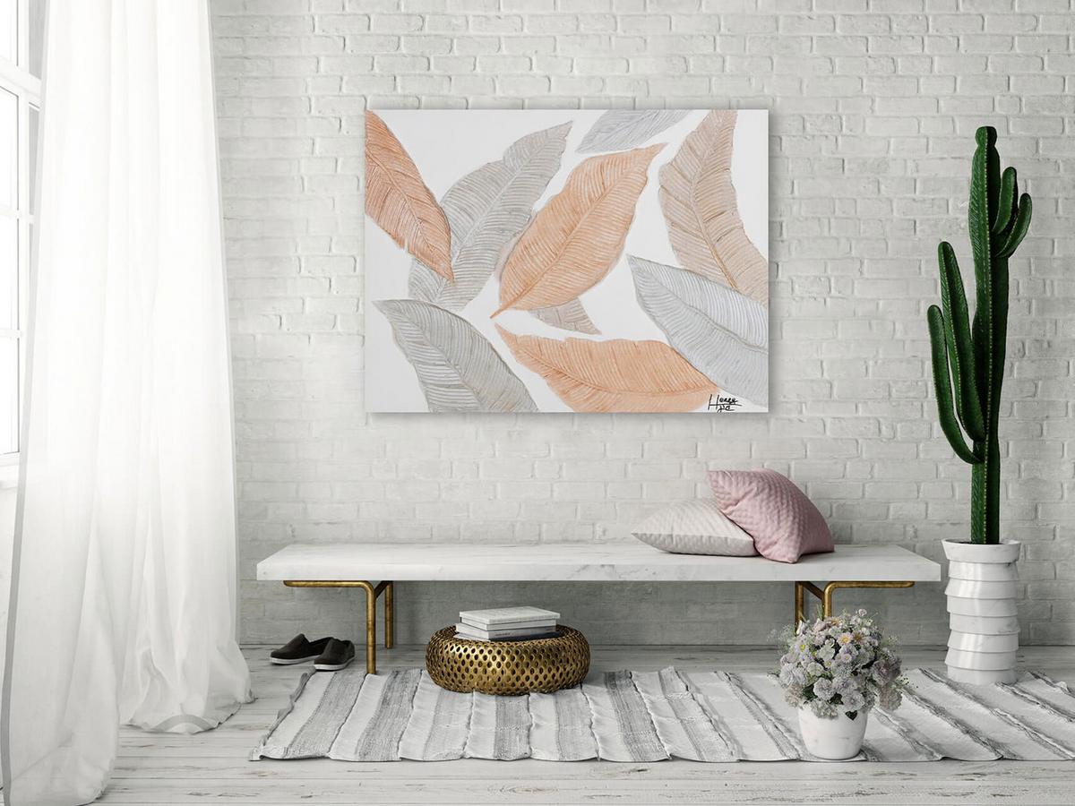 ACRYLBILD HANDGEMALT 100/75 cm - Orange/Grau, Holz/Textil (100/75cm) - KUNSTLOFT