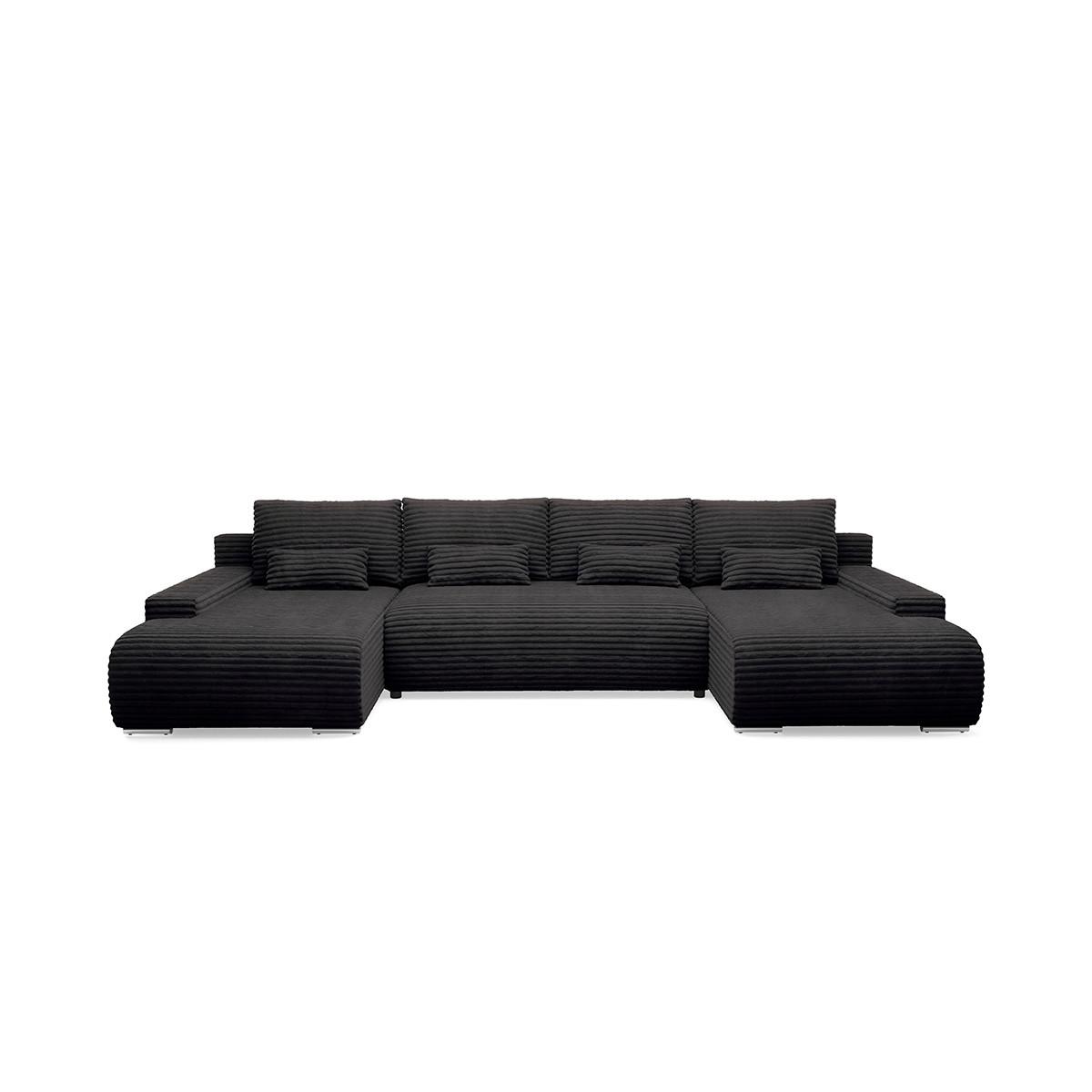 PANORAMASOFA Ivana 4 Sitzplätze Schwarz - Schwarz, Holz (350/85/172cm) - Petits-meubles