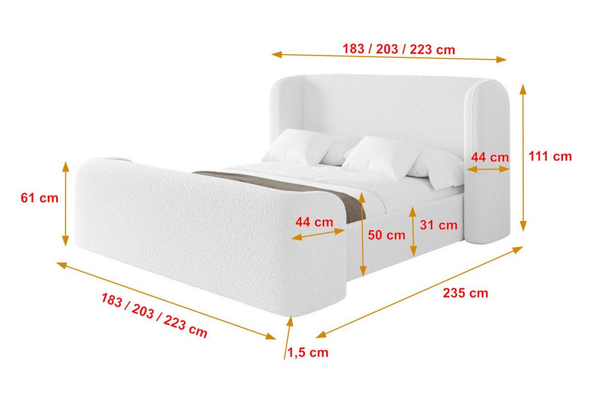 POLSTERBETT mit Bettkasten, Fußteil und Lattenrost, Boxbett ohne Matratze - ESTI-Z 160x200 Weiß - Weiß, Holzwerkstoff/Textil (160/200cm) - ALTDECOR