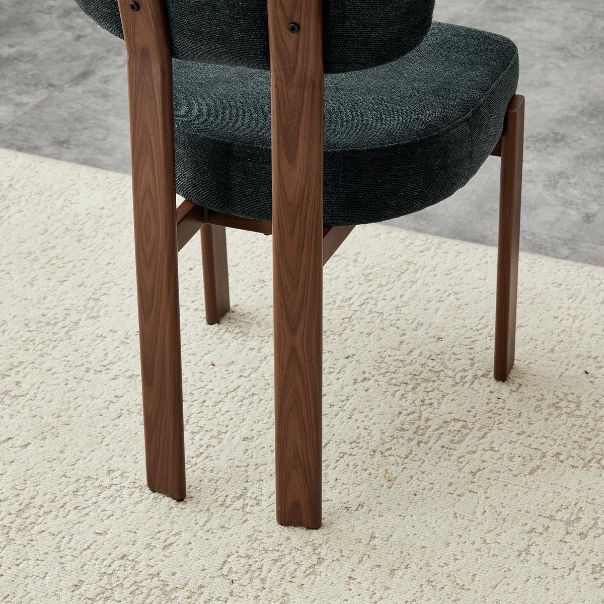 ESSZIMMERSTUHL 2ER-SET aus Leinenstoff mit gebogener Rückenlehne und dicker Polsterung - Schwarz, Textil (49/82.5/57cm) - Urban Meuble