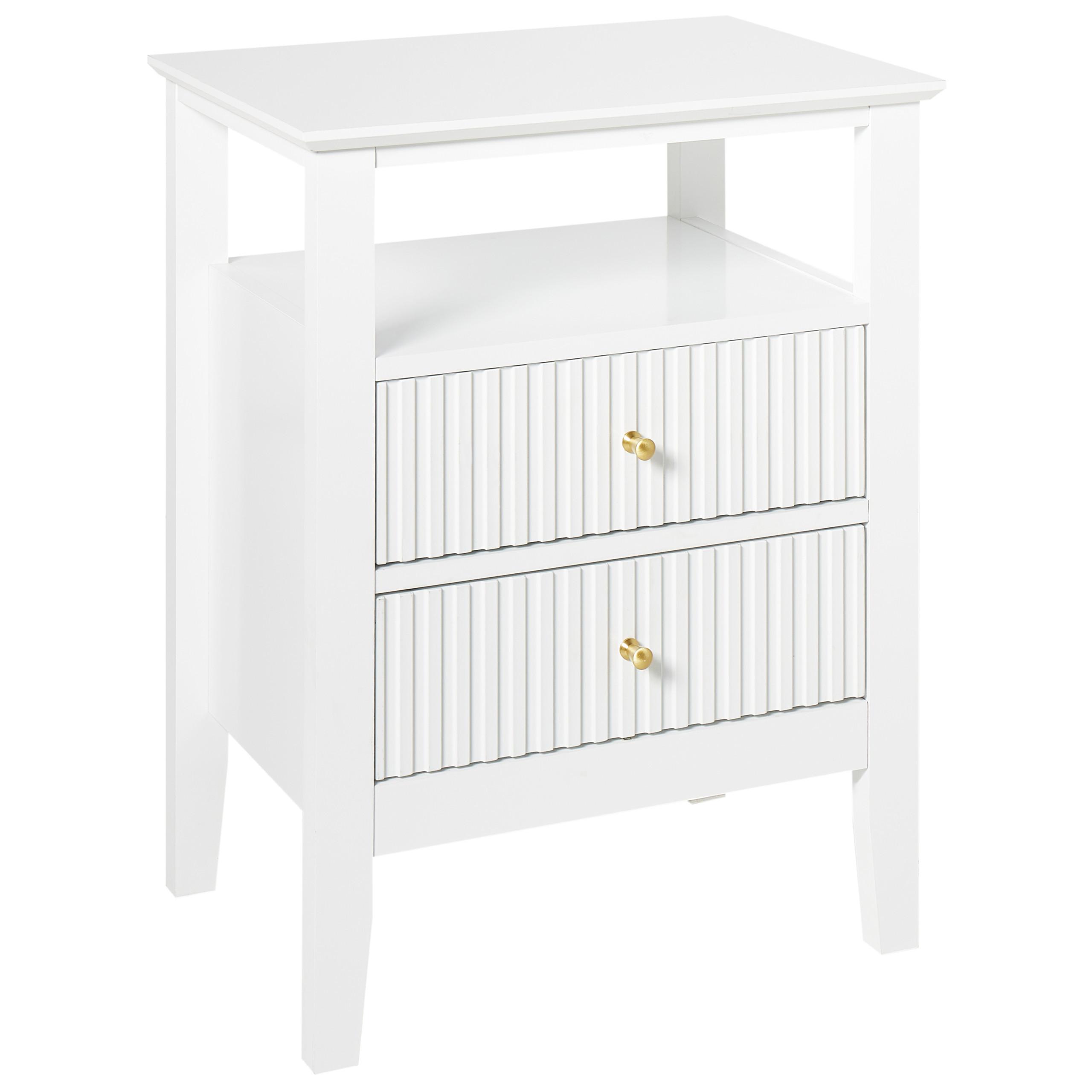 NACHTTISCH mit 2 Schubladen Weiß Assisi - Weiß, Holzwerkstoff (35/48/62cm) - Beliani