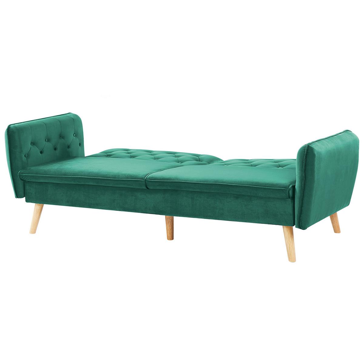 2-SITZER-SCHLAFSOFA Samtstoff Dunkelgrün Bardu - Dunkelgrün, Textil (213/84/106cm) - Beliani
