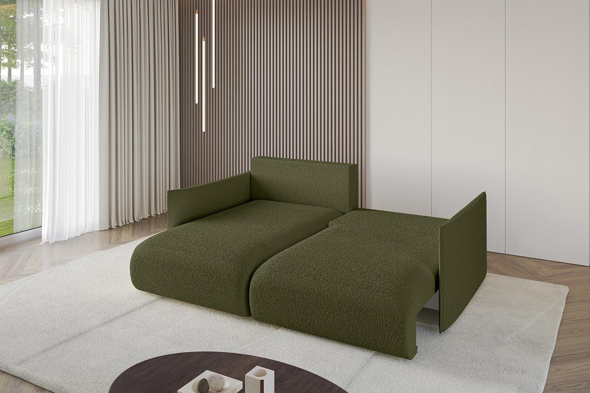 ECKSOFA Ottomane links ONESK-L 216x177x72 Grün Bouclé - Olivgrün/Grün, Holzwerkstoff/Kunststoff (216/177cm) - ALTDECOR
