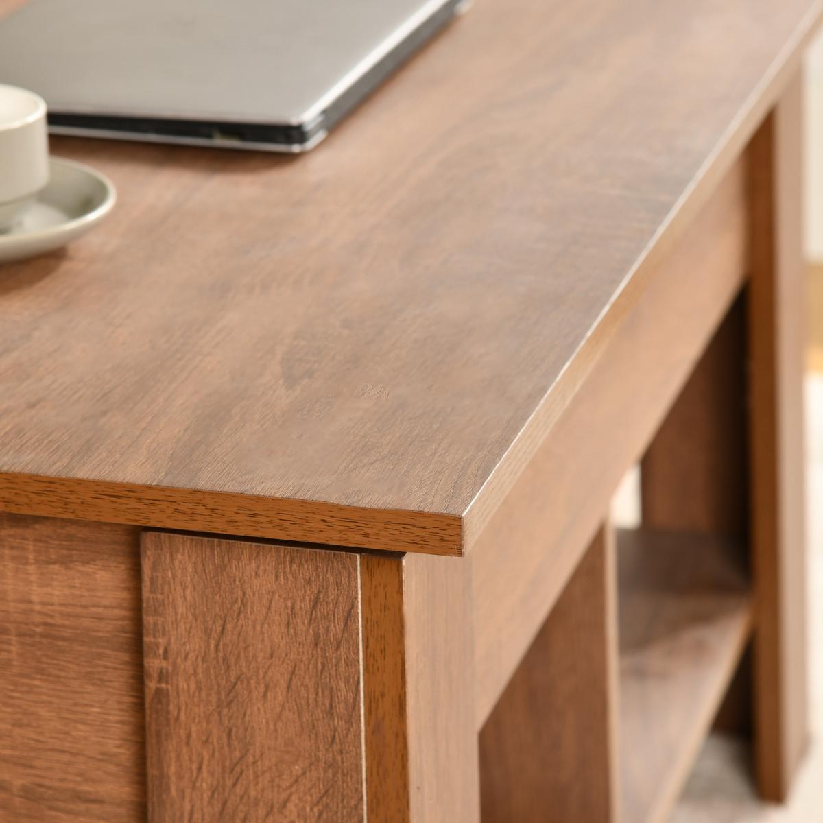 COUCHTISCH mit Lift-Top, Stauraum und Ablagefach, Eiche Optik - Goldfarben/Weiß, Holz (96/50/47cm) - Urban Meuble
