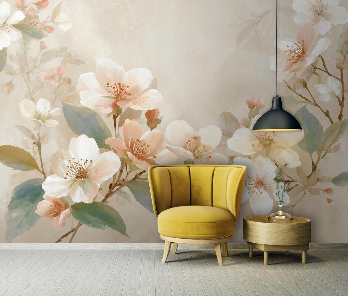 FOTOTAPETE Blumen Beton Beige 400x280 cm - Multicolor, Papier (400/280cm) - Wallarena