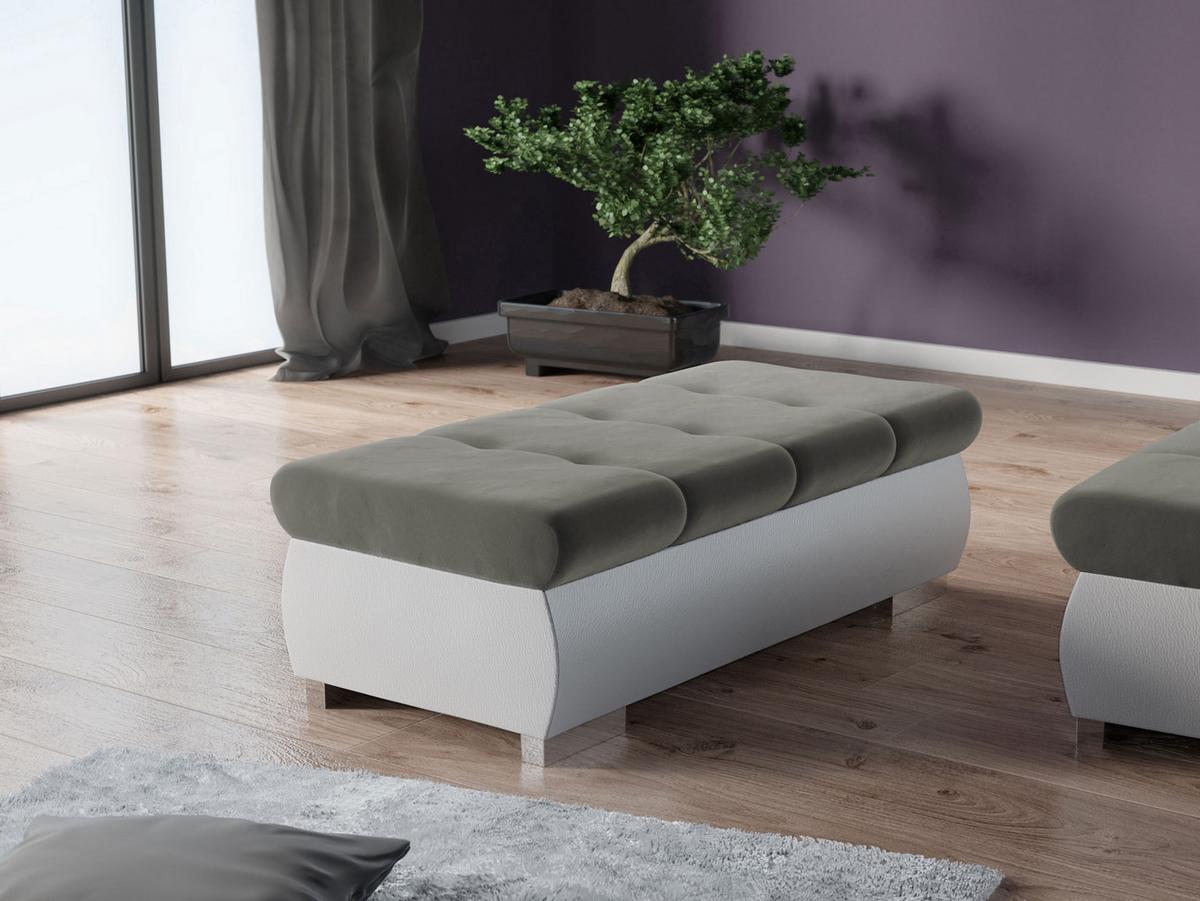POLSTERHOCKER Orkan Groß - Silberfarben/Weiß, Holz/Textil (120/39/60cm) - MIRJAN24