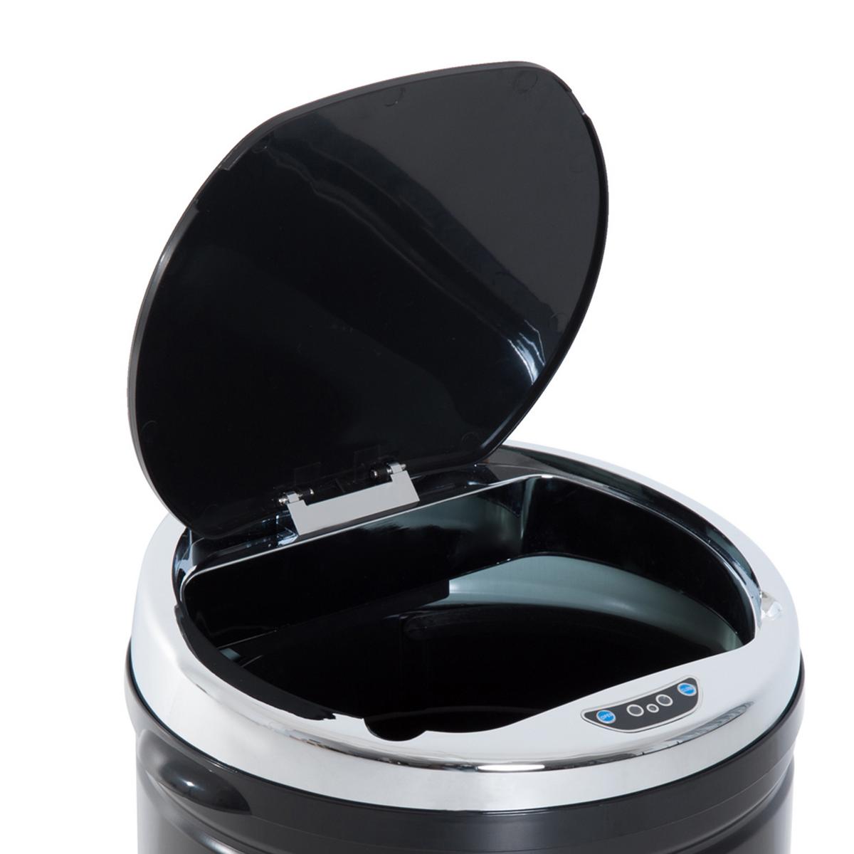 SENSOR-MÜLLEIMER 42L, Elektrisch Automatischer Abfalleimer mit Deckel, Rostfrei - Schwarz, Metall (30.5/68/30.5cm) - HOMCOM