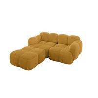 ECKSOFA modulares Sofa Links Miko-L1 214x205x75 Senfgelb Cord - Schwarz/Honig, Holzwerkstoff/Kunststoff (214/205cm) - ALTDECOR