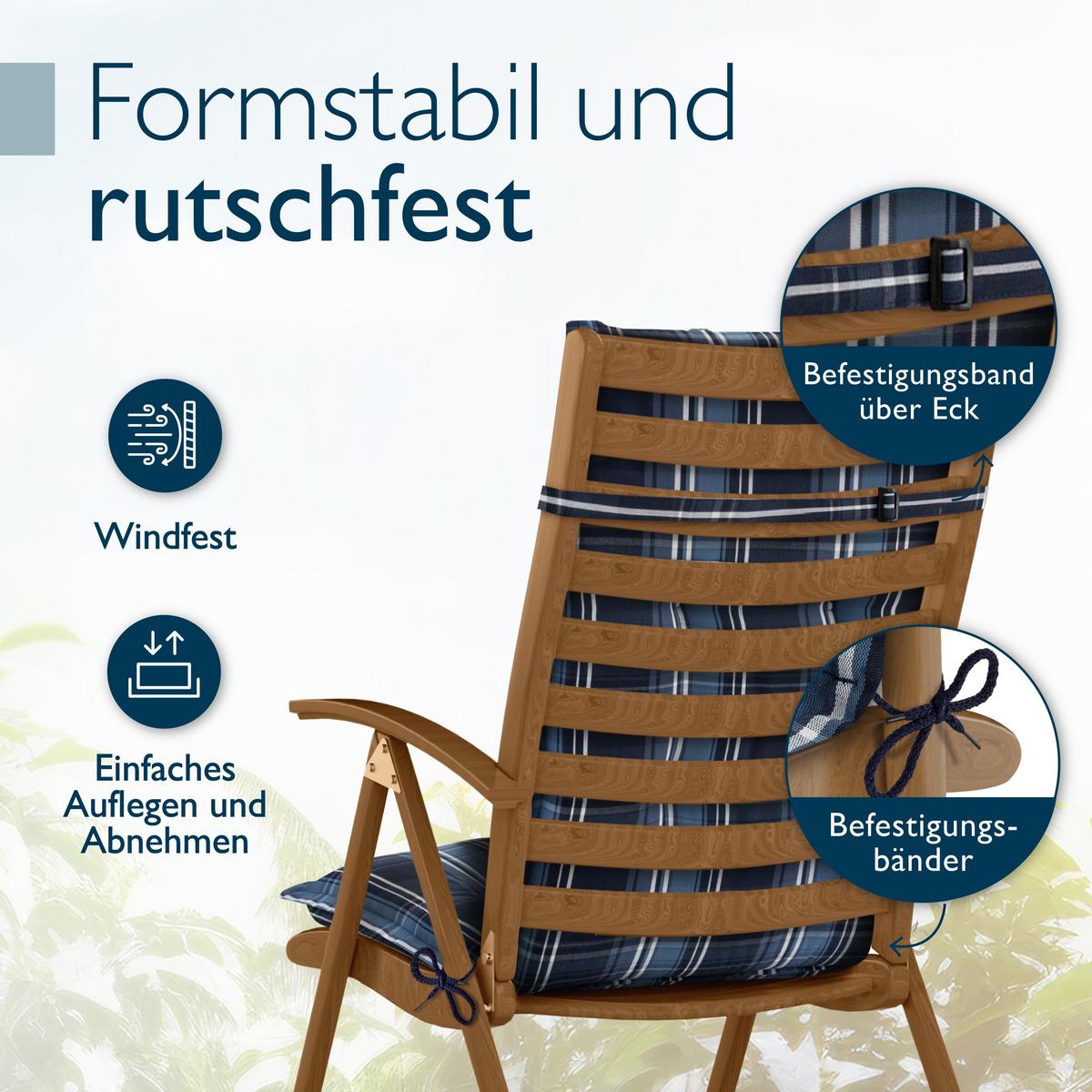 HOCHLEHNER Highlux HL 120x52x7cm Blau-Weiß-Kariert (2tlg) - Blau, Textil (52/120cm) - Beautissu 