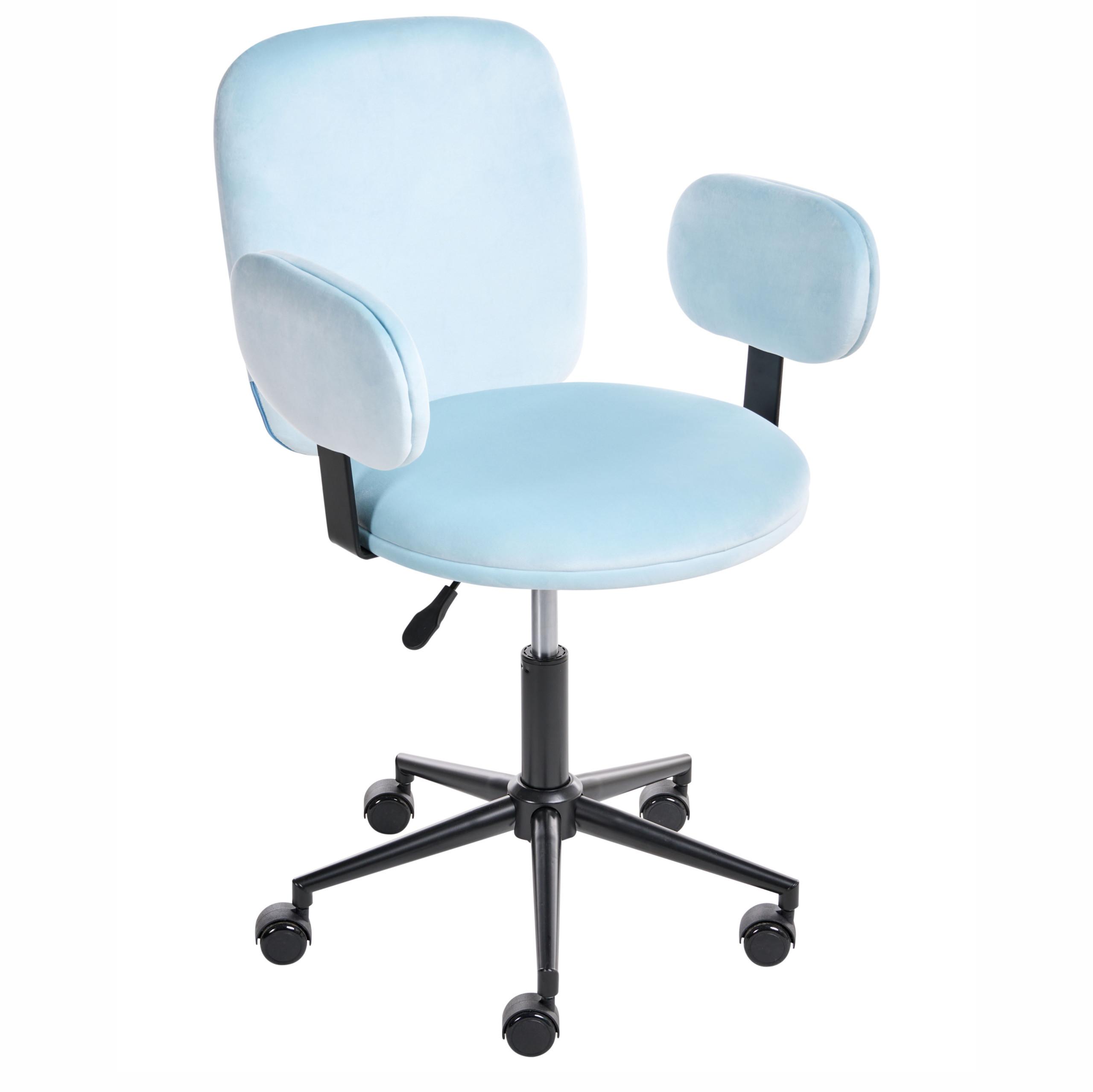 SCHREIBTISCHSTUHL Hellblau Moraga - Blau/Schwarz, Textil (58/80/58cm) - Beliani