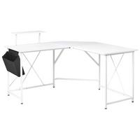 ECKSCHREIBTISCH Weiß 180/140 cm mit Stauraum Tacony - Weiß, Holzwerkstoff (140/180/94cm) - Beliani