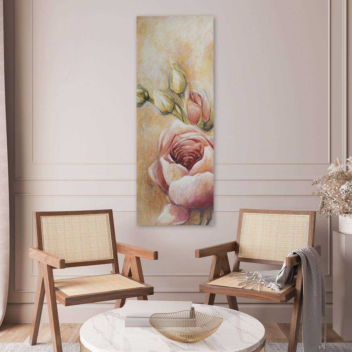WANDBILD rosa rosen gemalt - Pink, Textil (30/90cm) - Feeby